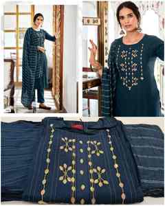 Meilleur tissu Inde rayonne ethnique Kurti pantalon avec broderie Dupatta travail prix de gros attractif pour les vêtements pour adultes - Product Image 2