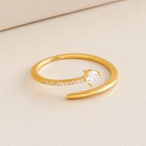 <b>Adjustable</b> 92.5 <b>Silver</b> Finger <b>Ring</b> 188315 with Rose Gold Gold Rhodium Plating Trendy Style Number Inlay Chain Gift - Product Image 2
