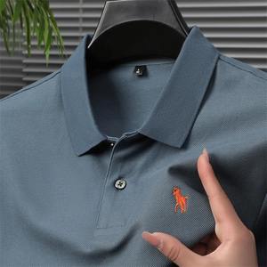 Polo à manches courtes pour homme de haute qualité 2024, tissu tricoté à la main avec motif uni imprimé personnalisé, techniques de broderie - Product Image 4