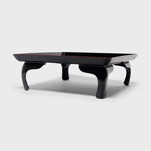 ถาดชาเคลือบสีดำโบราณพร้อมขาโค้งและเน้นสีแดงสำหรับใช้ในบ้านและร้านอาหาร - Product Image 5