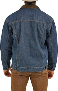 Men's Windproof Casual Denim <b>Jacket</b> Sherpa Lined Turn-down Collar <b>Western</b> Style Winter Outerwear - Product Image 2