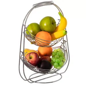 Présentoir durable de corbeille à fruits en métal en acier à cadre ouvert circulaire élégant pour les fêtes à la maison ou les configurations de buffet - Product Image 1