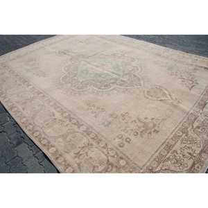 Tapis de 9,6 x 12,8 pieds, tapis turc vintage, tapis à pois marron et bleu - Product Image 2