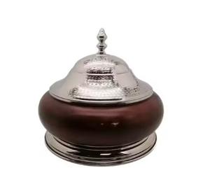 Nouvelle marmite-casserole en bois et acier inoxydable, faite à la main, de style arabe moderne, chauffe-plats en métal du Golfe pour service - Product Image 1