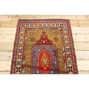 พรมตุรกีวินเทจขนาด 3x4.8 ฟุต พรมขนาดเล็ก พรมขนสัตว์สีแดง - Product Image 3