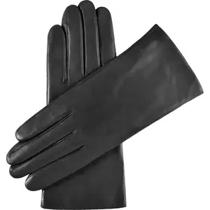 Gants de conduite longs en cuir noir non doublés style classique pour dames