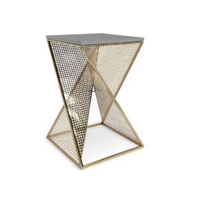 Mesa de anidación de Metal decorativa de lujo para el hogar, muebles modernos, mesa de centro pulida plateada, mesa auxiliar, mesa de esquina, diseño de hoja - Product Image 3