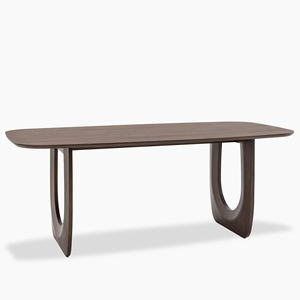 Modern Arc Solid Mango Wooden Curve Edges U Shape Wood Legs Rich Brown Finish Home Kitchen Restaurant Wooden Dining <b>Table</b> - Product Image 4