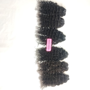 100% Virgen Rusia pelo doble dibujado lujo 100g venta al por mayor extensiones humanas vietnamitas negro Color Natural 8 pulgadas rizo mujeres - Product Image 4