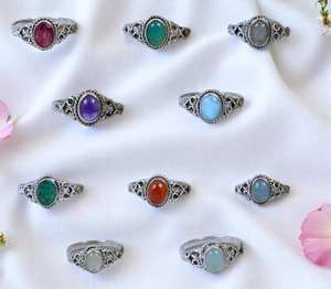 Top Qualité Solide 925 En Argent Sterling Plaqué Naturel En Gros En Vrac Lot Ovale Lunette Réglage Anneau À La Main De Mode Bijoux Femmes - Product Image 1