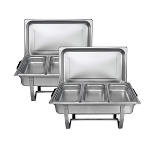 Round buffet chafing dish with glass <b>lid</b> fuel holder and water <b>pan</b> ideal for parties banquets and festive celebrations - Product Image 2