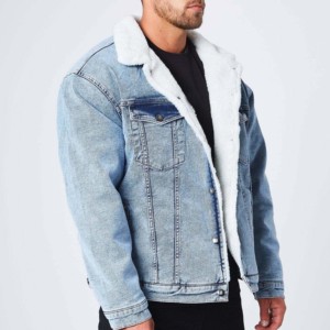 Veste de pluie en jean pour homme au design personnalisé avec boutons respirants et col montant tendance pour garçons - Product Image 2