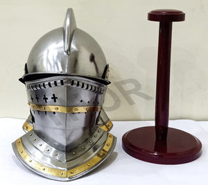 Casco Medieval Burgonet Casco Romano Soporte de Madera Libre Armadura Casco Traje Medieval Metálico Talla Única - Product Image 4