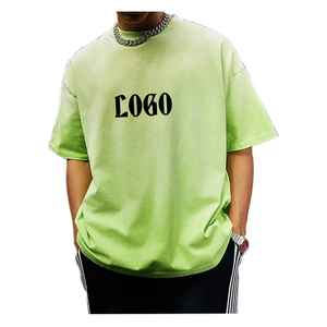 100% coton personnalisé imprimé surdimensionné T-Shirt unisexe décontracté haut tricoté poids lourd 220GSM goutte épaule solide motif hommes haut - Product Image 6