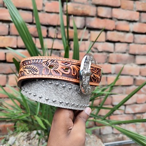 Ceinture de cowboy en cuir de vachette occidental en alliage vintage de haute qualité, boucle à ardillon, écologique, tailles personnalisées, prix de gros - Product Image 2
