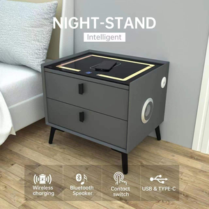 With 3 Drawers Smart <strong>Bedside</strong> <strong>Table</strong> USB <strong>Charging</strong> Nightstand Coffee End <strong>Table</strong> With Speaker and Wireless Charge Bed Room Drawers - Product Image 2