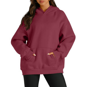 Sudaderas con capucha holgadas de alta calidad para mujer, ropa deportiva para gimnasio, sudaderas con capucha de mujer de gran tamaño transpirables lisas con hombros caídos de lana - Product Image 4