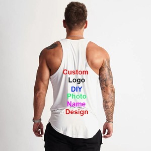 เสื้อแขนกุดสำหรับออกกำลังกายเสื้อออกกำลังกายแขนกุดสำหรับใส่ไปยิมเสื้อกล้ามทำจากผ้าฝ้ายแบบทำมือมีตัวอักษรที่ออกแบบได้เอง - Product Image 5