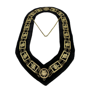 Oficiales Aliados Grados masónicos Collar de Oficial Oro Moire Masonic Regalia Craft Oficiales Collar de cadena/masónico y masón libre - Product Image 3