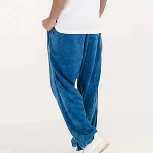 Pantalones Deportivos de Pierna Ancha para Hombre, Estilo Francés, Cintura Media Doble, Corte Recto y Acampanado, 100% Algodón, Ajuste Holgado, Precio Económico - Product Image 5