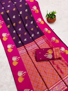 Saree en soie Banarasi indien pakistanais avec chemisier en soie fantaisie Saree Banarasi en soie douce de meilleure qualité avec bordure Zari au meilleur design - Product Image 6