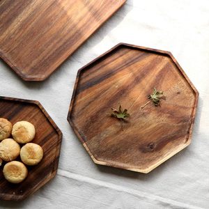 Juego de bandejas de comida de madera de Acacia con logotipo personalizado, plato de servicio para taza de té, café y velas, bandeja decorativa para el hogar y restaurantes - Product Image 4