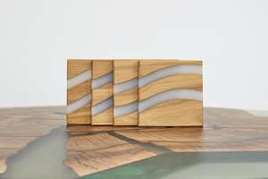 Custom Resin and Wooden <b>Drink</b> <b>Coaster</b> Set, Eco-Friendly Reusable <b>Coasters</b>, Beautiful Fusion of Nature and Art Stone <b>Coasters</b> - Product Image 2