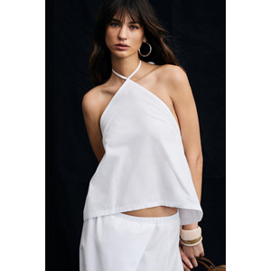 Blusa de Mujer GRIMELANGE BOLUE, Cuello Halter, 100% Algodón Popelín - Product Image 1