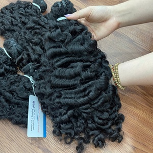Vente en gros Paquets de cheveux bouclés pelucheux Doublement étirés Extensions de cheveux vierges vietnamiennes Trame machine - Product Image 1