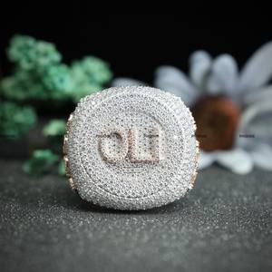 Personalization Round Brilliant Cut Moissanite <b>Name</b> Engagement Ring in Two Tone Plated Christmas <b>Gift</b> by Phoenix Enterprise - Product Image 1