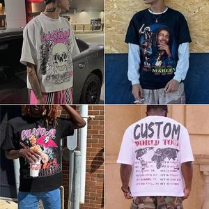 Camiseta de algodón 300 GSM de lujo 100%, camisetas de talla grande para hombre, camisetas de peso pesado de gran tamaño bordadas personalizadas - Product Image 4