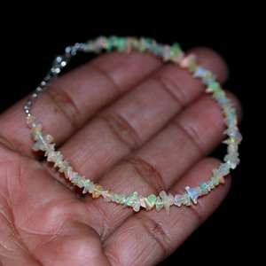 Venta caliente Natural llamativo blanco etíope ópalo liso sin cortar 3-4mm pulsera de cuentas pulsera de ópalo etíope de moda para niñas - Product Image 1