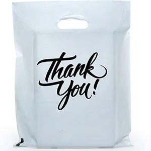 Sac à provisions découpé à l'emporte-pièce de haute qualité sac en plastique imprimé de logo personnalisé, sac de vêtement de cadeau - Product Image 1