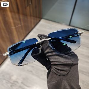 Latest Custom Design <b>Rectangle</b> Shapes Moissanite Diamond Luxury <b>Sunglasses</b> Hot Trendy Hip Hop Style Glasses for Indian Exporter - Product Image 1