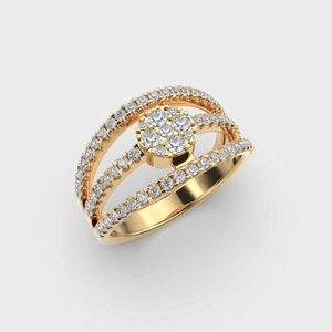 Anillo de diamantes de laboratorio de cóctel de lujo asequible, colección de aniversario y promesa de compromiso para mujer en oro amarillo sólido-DS0601 - Product Image 3