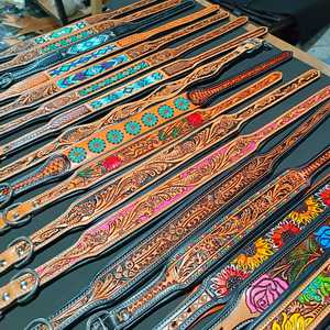 Premium Quality Western Style Tooled Leather Dog Collar With Soft <b>Padding</b> Durable Leather Dog Collar Luxury Dog Belt - Product Image 6