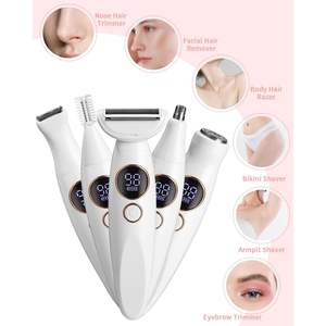 Depiladora Eléctrica 5 en 1 Recargable por USB para Mujer, Afeitadora Rotatoria, Recortadora de Vello Nasal y de Bikini, con Función Lavable - Product Image 6