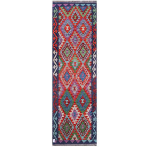 Alfombra Kilim de Maimana, Afganistán, 288 x 88 cm - Product Image 1