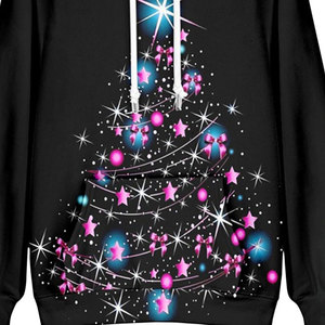 Sweat à capuche unisexe de Noël 100% coton éponge entièrement imprimé numériquement tricoté doublé anti-plis avec logo personnalisé chaud pour l'hiver - Product Image 4