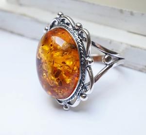Anillo de ámbar Báltico Natural, anillo de joyería de piedras preciosas de Plata de Ley 925 para regalo, promesa para mujer, hermoso corte ovalado hecho a mano - Product Image 6