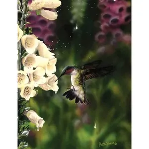 ภาพจิตรกรรมฝาผนังเซรามิกศิลปะนกประกายจัสติน JSA009AT Foxglove เน้นและตกแต่งจิตรกรรมฝาผนังกระเบื้อง - Product Image 1