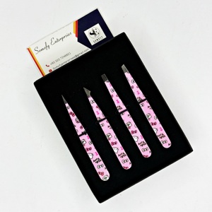 Professionnel de haute qualité 1.5mm lumière inclinée J2 acier inoxydable Hello Kitty impression pince à épiler ensemble durable pointe pointue - Product Image 4