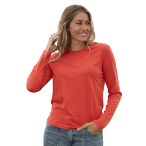 Camiseta de Manga Larga Roja para Mujer, 100% Algodón Orgánico de Lujo, Preencogido, Certificado GOTS, Ajuste Clásico, Suave y Premium - Product Image 3