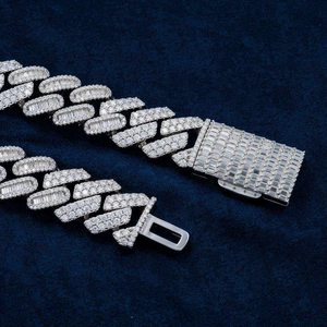 Prix de gros Collier chaîne cubaine pour homme en argent sterling 925 avec moissanite baguette glacée, bijoux hip-hop bling sans nickel - Product Image 3