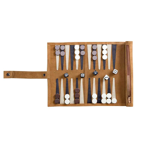 Juego de Backgammon Plegable de Cuero con Dados Ecológicos y Estuche de Almacenamiento para Juego Familiar en Interiores - Product Image 3