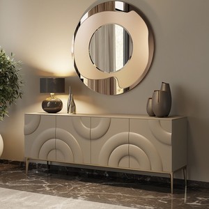 Aparador de 3 Puertas de Estilo Italiano de Alta Gama, Mueble Buffet de MDF Lacado de Lujo para Comedor y Sala de Estar - Product Image 2