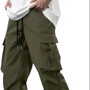 Pantalon de survêtement Cargo 100% coton de qualité supérieure pour homme Ensemble de jogging décontracté taille haute Style léger uni pour l'entraînement et la salle de sport - Product Image 1