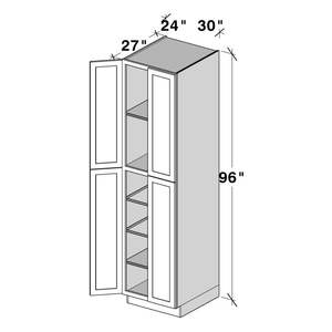 24\" Glacier White Utility Cabinet With 4 Doors W24 X H96 X D27 for <b>Kitchen</b> <b>Storage</b> - Product Image 1