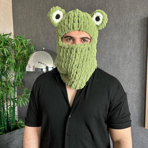 Chapeau de grenouille tricoté à la main pour Halloween, mignon et amusant, masque chaud transfrontalier avec protection des oreilles, couvre-chef numérique personnalisé pour fêtes - Product Image 2