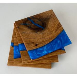 Posavasos únicos de madera personalizados, alfombrilla para taza de té, posavasos único redondo cuadrado de resina, almohadilla para taza de aislamiento térmico, resina epoxi - Product Image 2